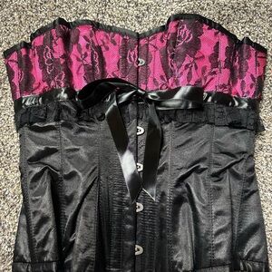 Black and Pink Lace Corset